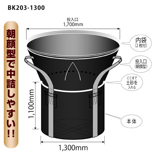 コンテナバックＢＫ２０３－１３００内袋２枚